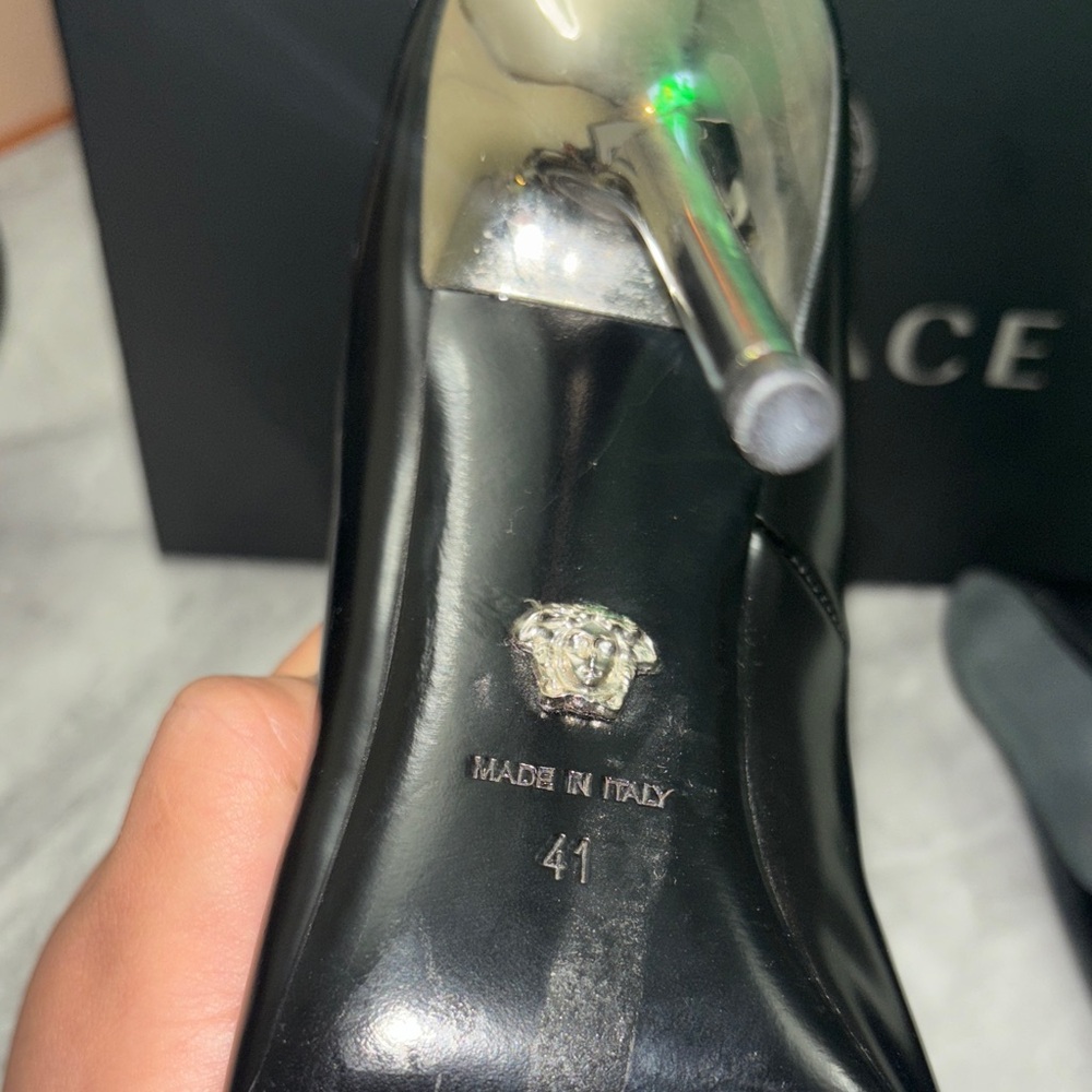 Versace Black Heels with Silver Detailing - Picture 3 of 3